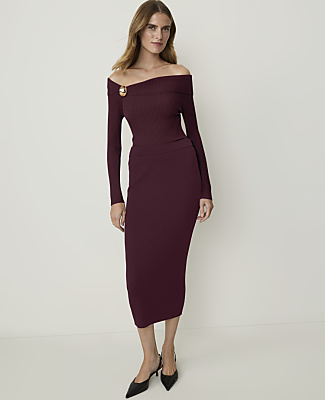 Hardware Embellished Off-The-Shoulder Top