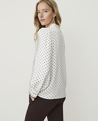 Geo Print Shirred Blouse