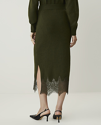 Petite Lace Trim Midi Skirt
