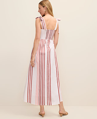 Weekend Striped Tie Strap Midi Dress