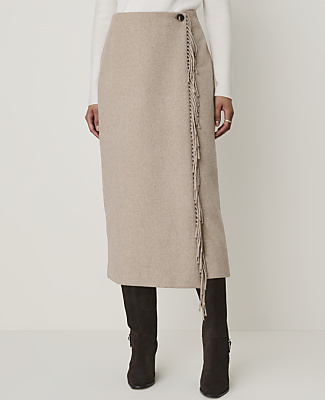 Fringe Wrap Midi Skirt