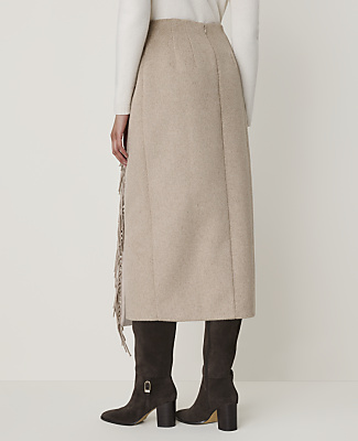 Fringe Wrap Midi Skirt