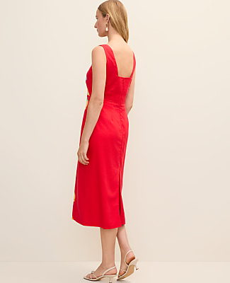 Petite Floral Sheath Dress in Linen Blend