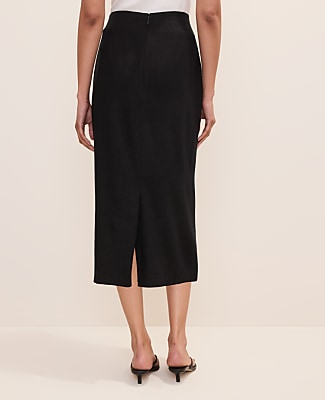 Petite Embroidered Column Midi Skirt