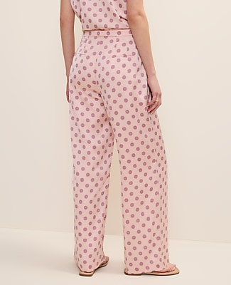 The Petite Side Zip Wide-Leg Pant in Geo Satin
