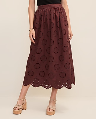 Petite Weekend Eyelet Gathered Maxi Skirt