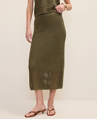 Petite Crochet Midi Sweater Skirt