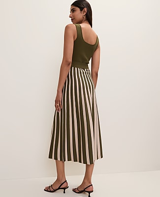 Petite Striped Square Neck Sweater Dress