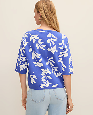 Petite Floral Jacquard Boatneck Sweater
