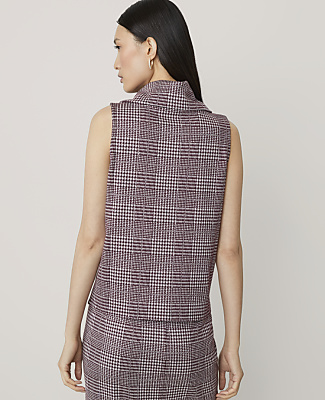 Plaid Sleeveless Cowl Neck Top