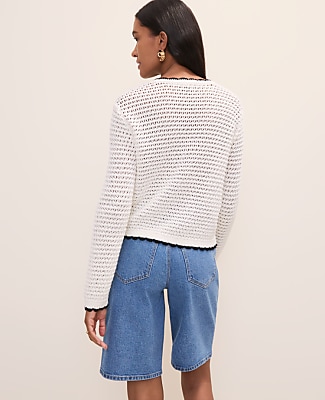 Petite Scalloped Trim Cardigan