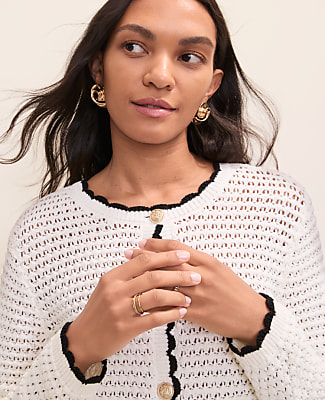 Petite Scalloped Trim Cardigan