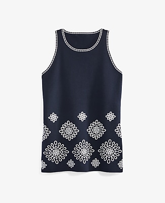 Petite Floral Embroidered Sweater Shell