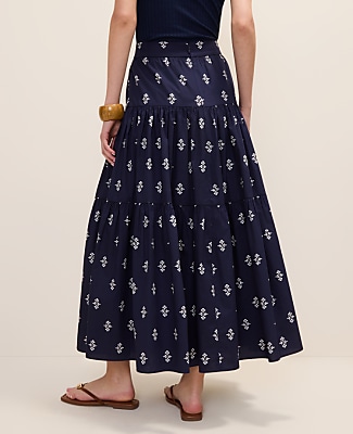Petite Weekend Tiered Full Skirt in Geo Print
