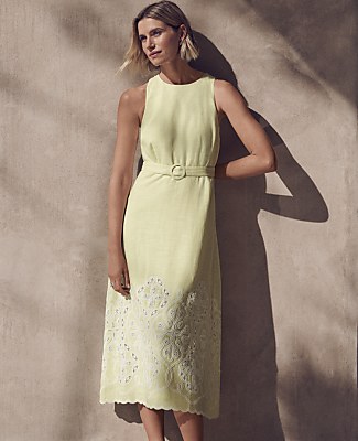 Petite Eyelet Halter Midi Dress
