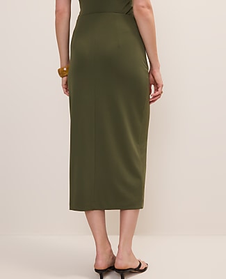 Hardware Embellished Wrap Midi Skirt