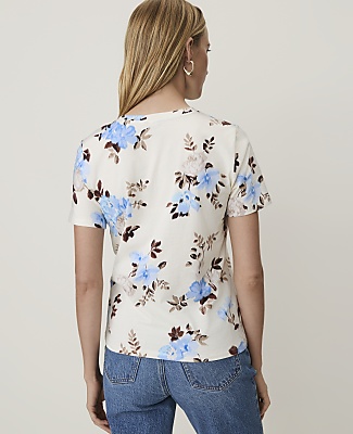 Petite Floral Crew Neck Tee