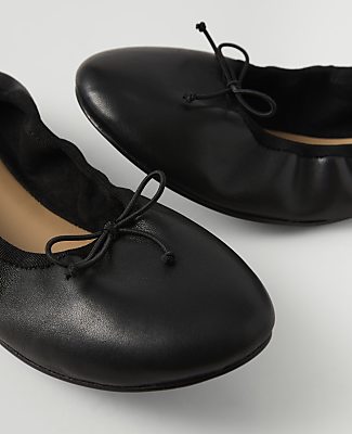 Ann Taylor Weekend Leather Bow Ballet Flat Women's