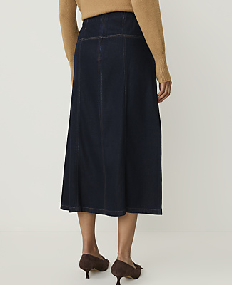 Drop Waist Midi Skirt in Denim