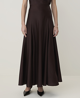 Petite Flare Maxi Skirt in Satin