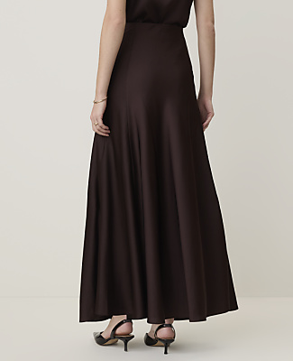 Petite Flare Maxi Skirt in Satin