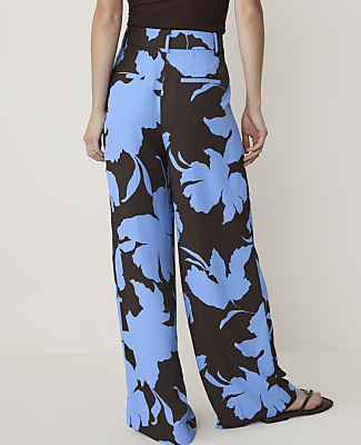 Petite Floral Pleated Wide-Leg Pant