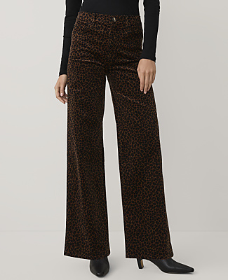 Weekend Animal Print Wide-Leg Jean in Stretch Velvet