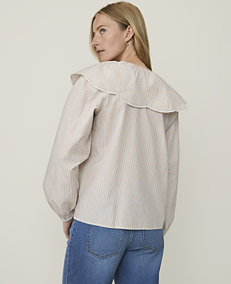 Weekend Striped Tie Neck Blouse