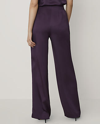 The Petite Side-Zip Straight Pant in Satin