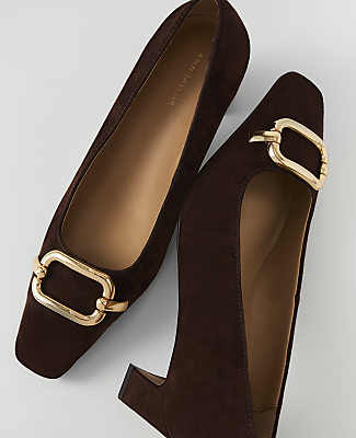 Suede Buckle Pump