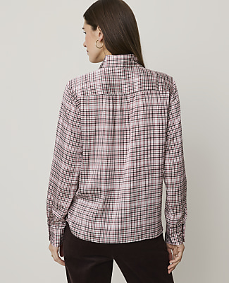 Plaid Bow Blouse