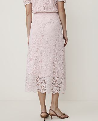 Petite Scalloped Trim Lace Midi Skirt