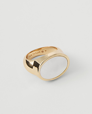 Ann Taylor Oval Stone Ring In Goldtone