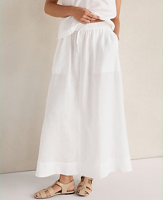 Ann Taylor Haven Well Within Linen Drawstring Midi Skirt