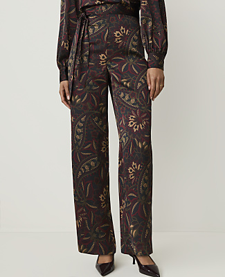 The Petite Paisley Side Zip Pant in Satin
