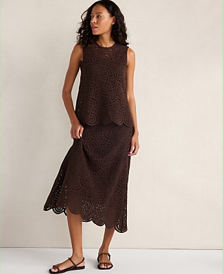 Haven Well Within Cotton Crochet Scalloped Midi Skirt