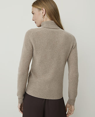Cashmere Ribbed Turtleneck Sweater
