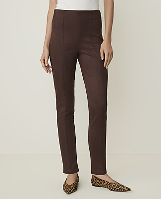 Weekend Seamed Side Zip Legging in Faux Suede