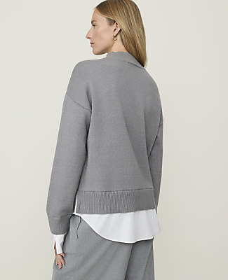Petite Weekend Layered Mix Media Sweater