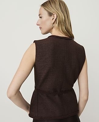 Petite Belted Vest in Tweed