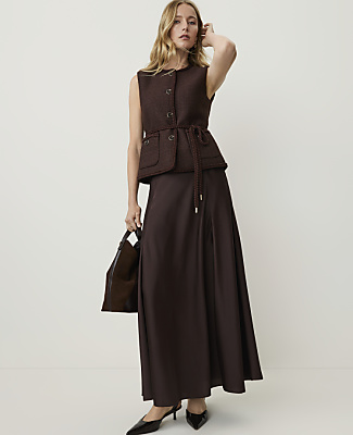 Petite Belted Vest in Tweed