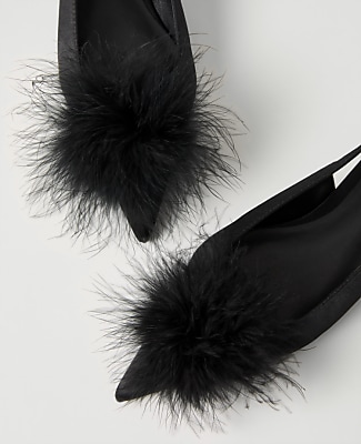 Satin Feather Slingback Flat