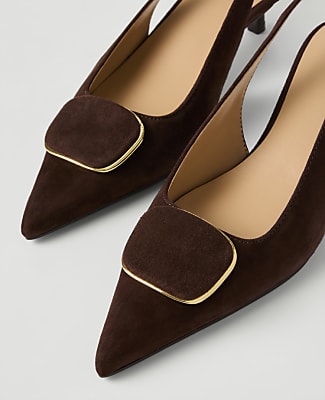 Suede Buckle Slingback Pump