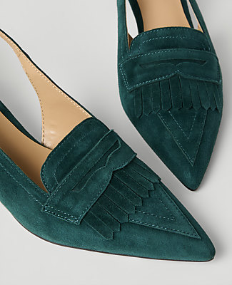 Suede Kiltie Slingback Pump