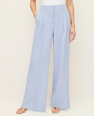 The Pleated Wide-Leg Pant in Textured Crepe