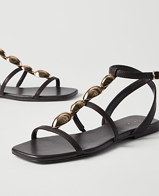 Leather Hardware Embellished Sandal