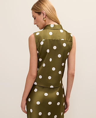 Dotted Tie Waist Blouse