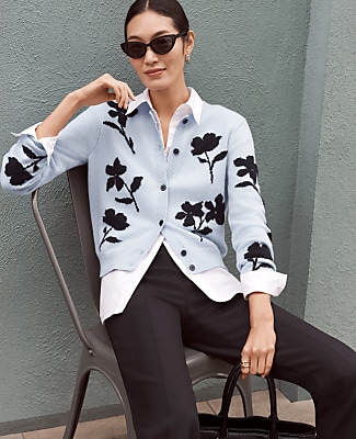 Petite Floral Jacquard Cardigan