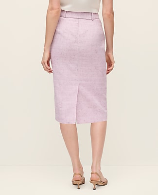 Tweed Belted Pencil Skirt