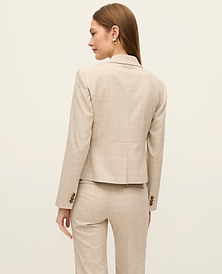 The Petite Single Button Fitted Blazer in Glen Check